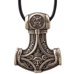 Pandantiv Mjollnir cu ciocanul lui Thor din bronz italian