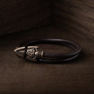 Bracelet en cuir Gungir avec Valknut